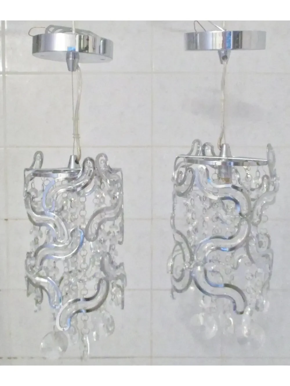 Pair of ET2 Twist 1-Light Pendants in Polished Chrome E21253-20PC